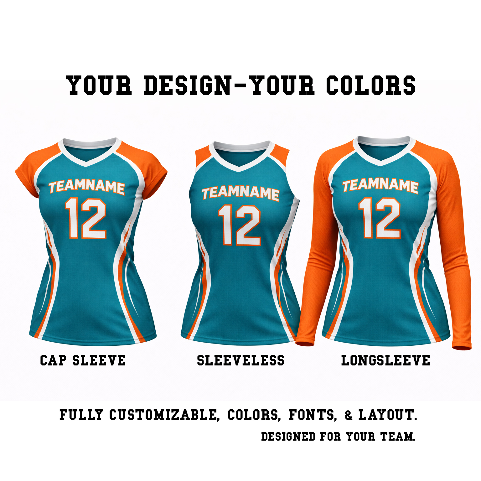Women volleyball jerseys cap sleeve, sleeveless, long sleeve