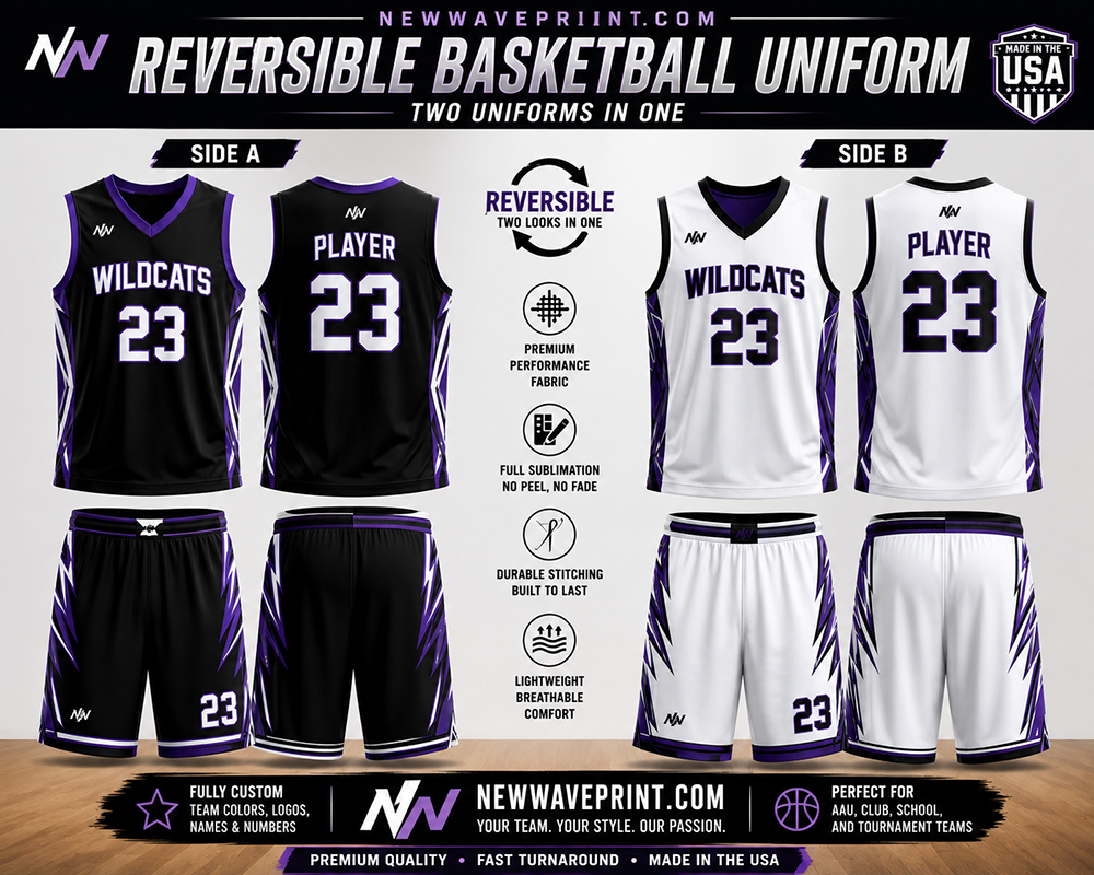 Custom Reversible Basketball Uniforms – Sublimated Jerseys & Shorts - Image 3
